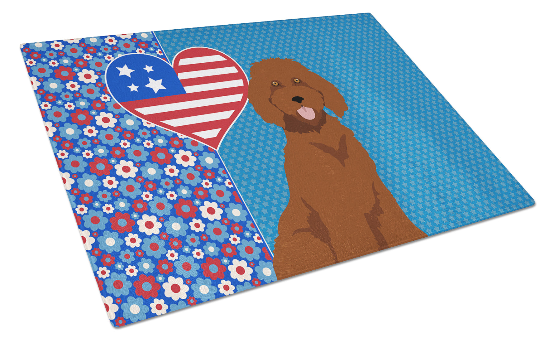 Buy this Standard Red Poodle USA American Glass Cutting Board Large