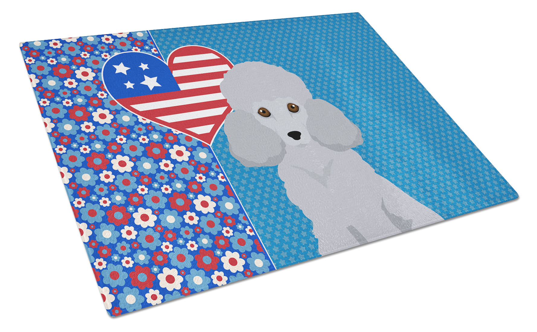 Buy this Toy Silver Poodle USA American Glass Cutting Board Large