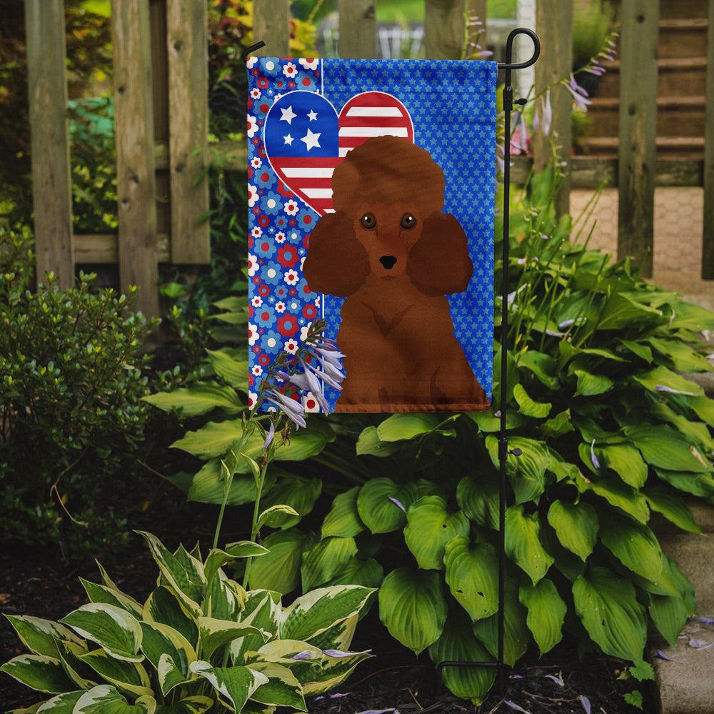 Toy Red Poodle USA American Flag Garden Size
