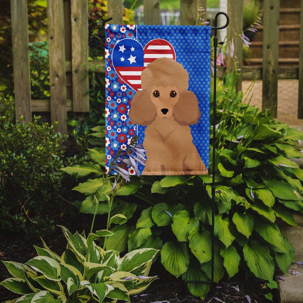 Toy Apricot Poodle USA American Flag Garden Size