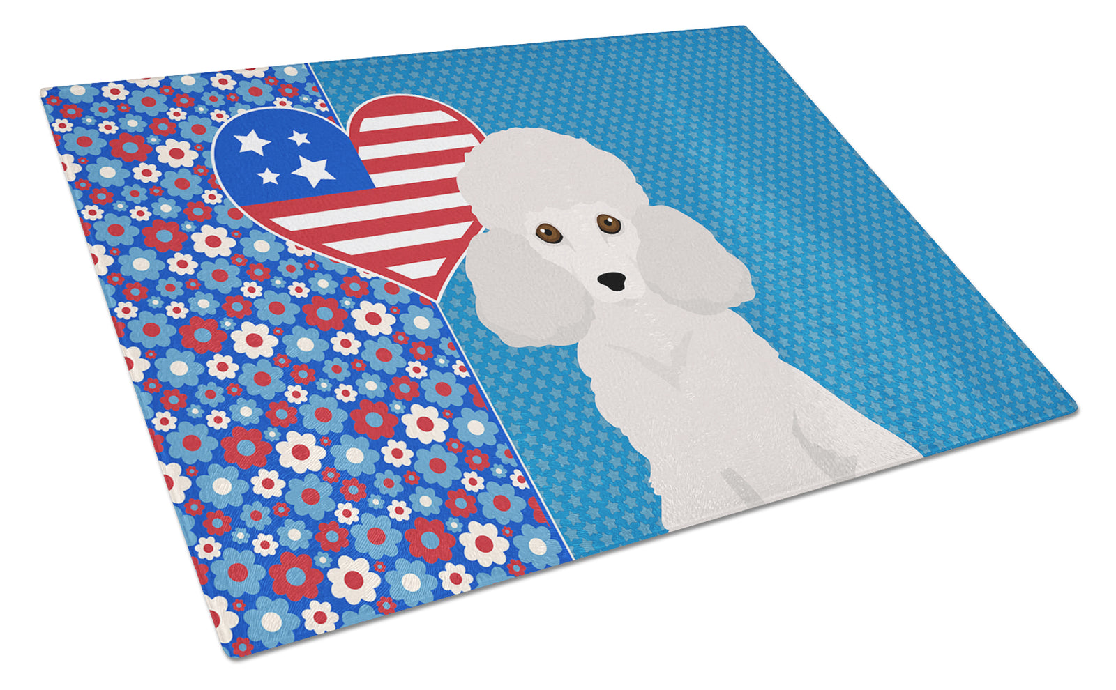 Buy this Toy White Poodle USA American Glass Cutting Board Large