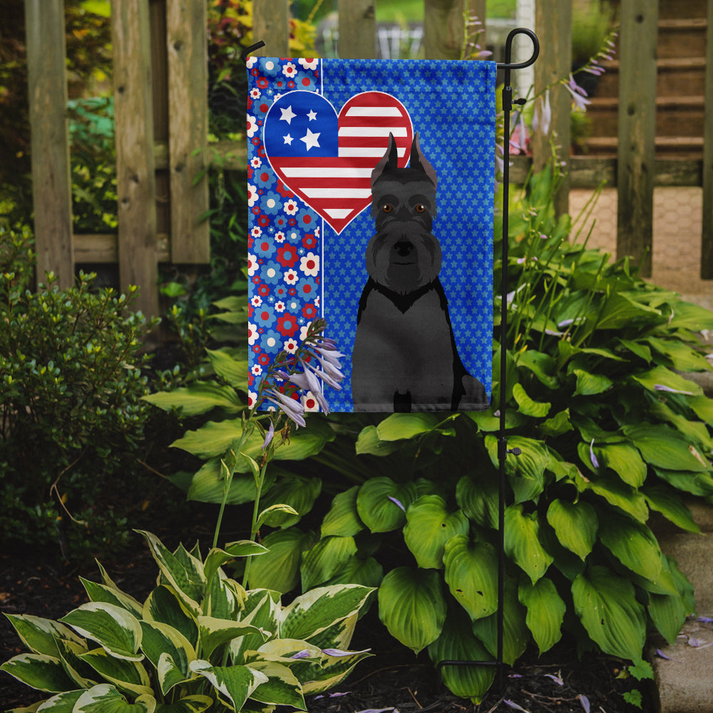 Black Schnauzer USA American Flag Garden Size