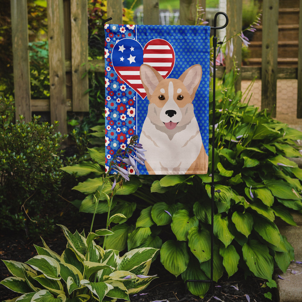 Fawn Cardigan Corgi USA American Flag Garden Size