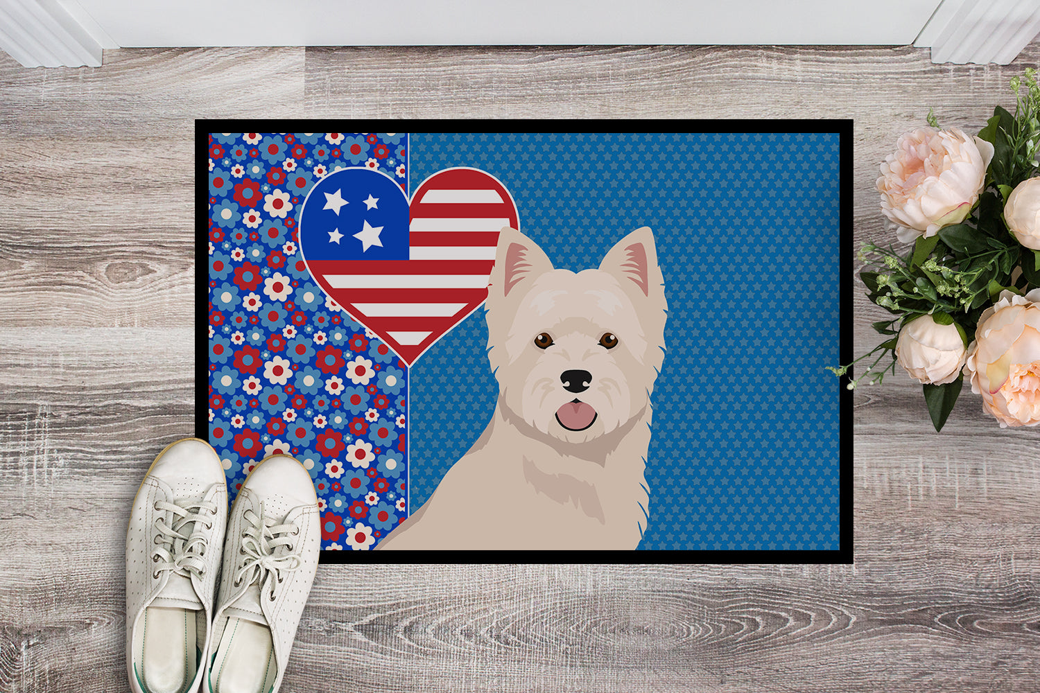 Westie West Highland White Terrier USA American Indoor or Outdoor Mat 24x36 - the-store.com