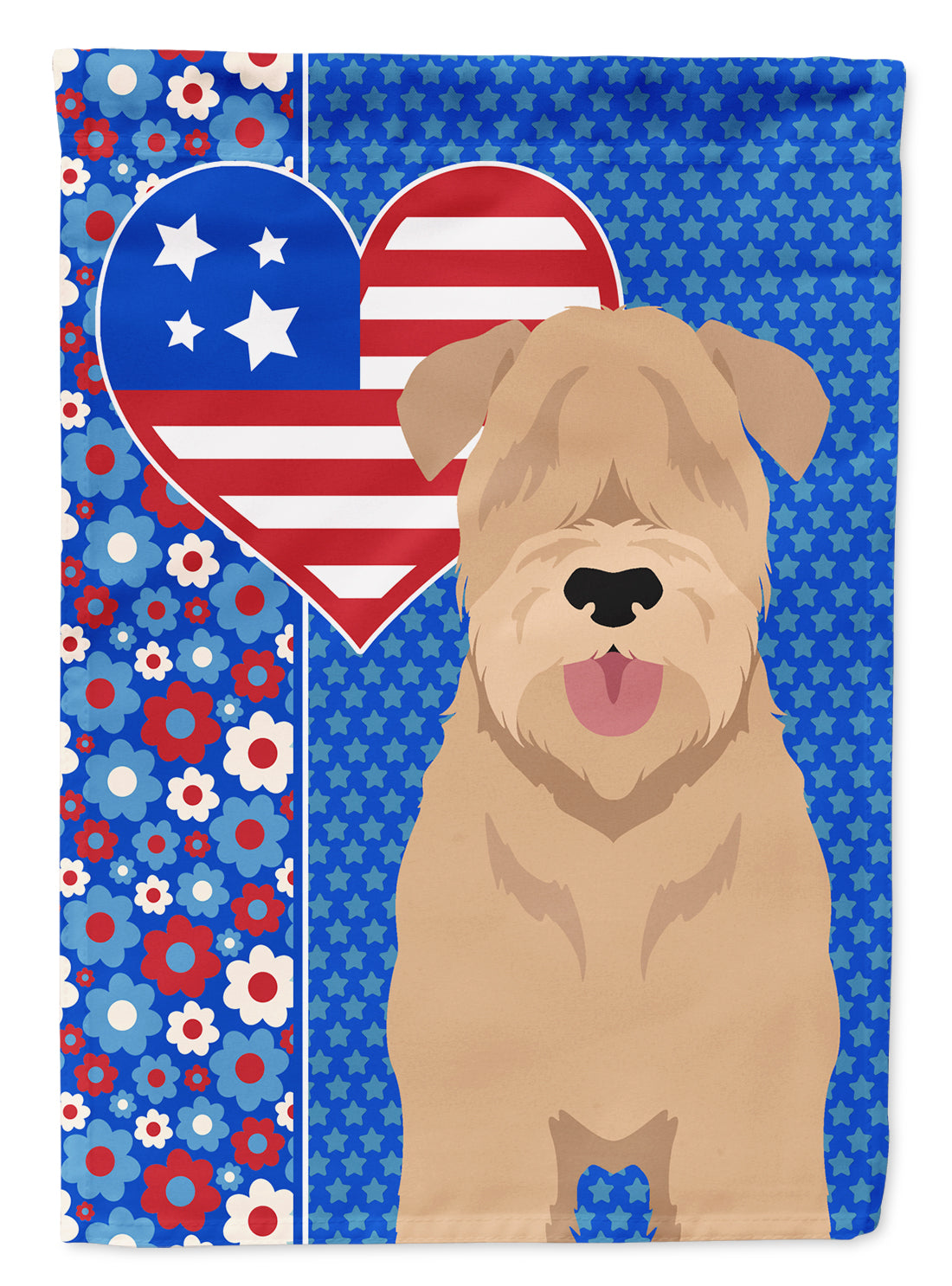 Red Wheaten Terrier USA American Flag Garden Size