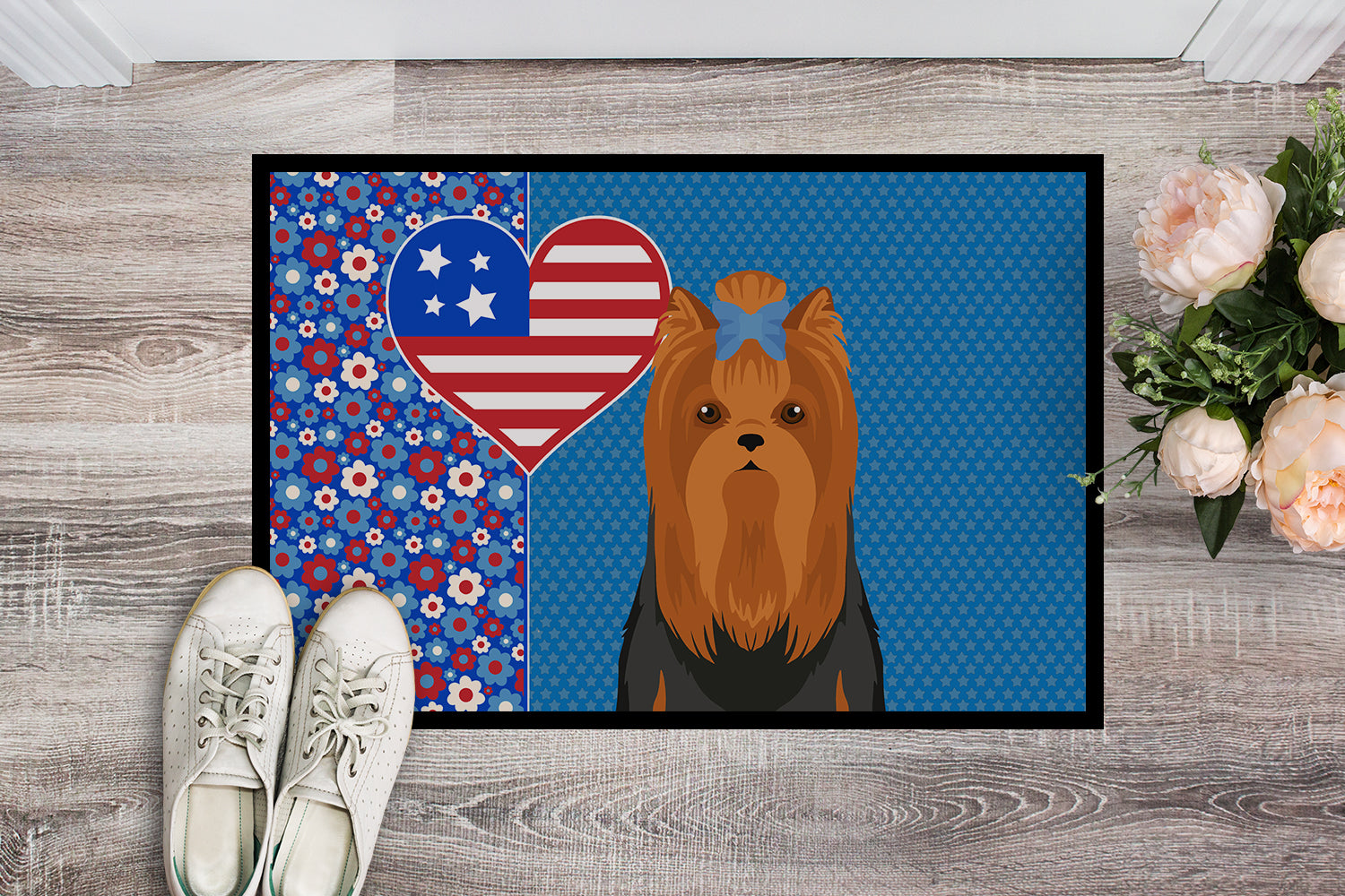Buy this Black and Tan Full Coat Yorkshire Terrier USA American Indoor or Outdoor Mat 24x36