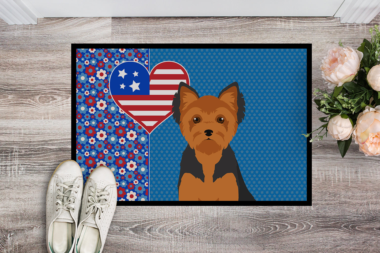 Buy this Black and Tan Puppy Cut Yorkshire Terrier USA American Indoor or Outdoor Mat 24x36