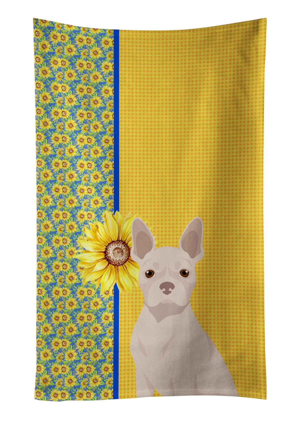 Buy this Summer Sunflowers White Boston Terrier Kitchen Towel