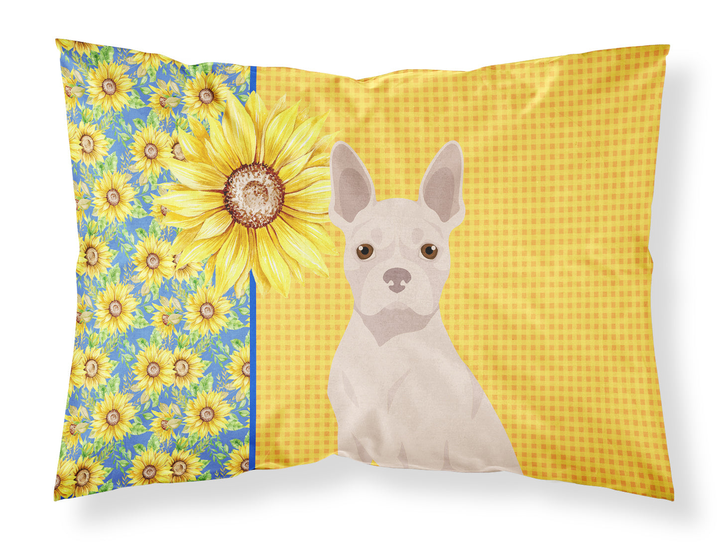 Buy this Summer Sunflowers White Boston Terrier Fabric Standard Pillowcase