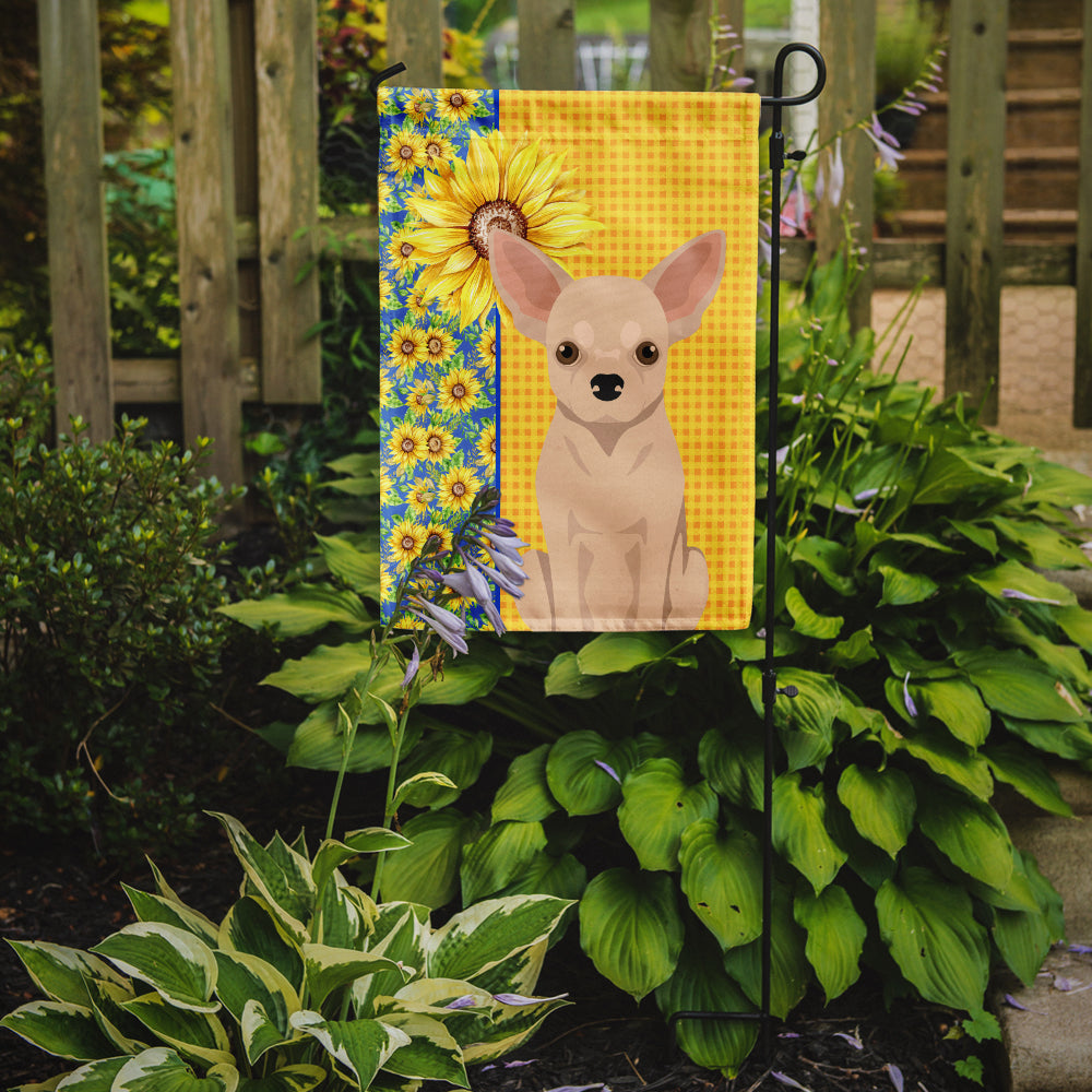 Summer Sunflowers Fawn Chihuahua Flag Garden Size