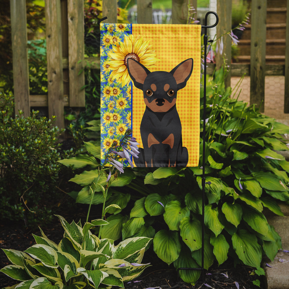 Summer Sunflowers Black and Tan Chihuahua Flag Garden Size