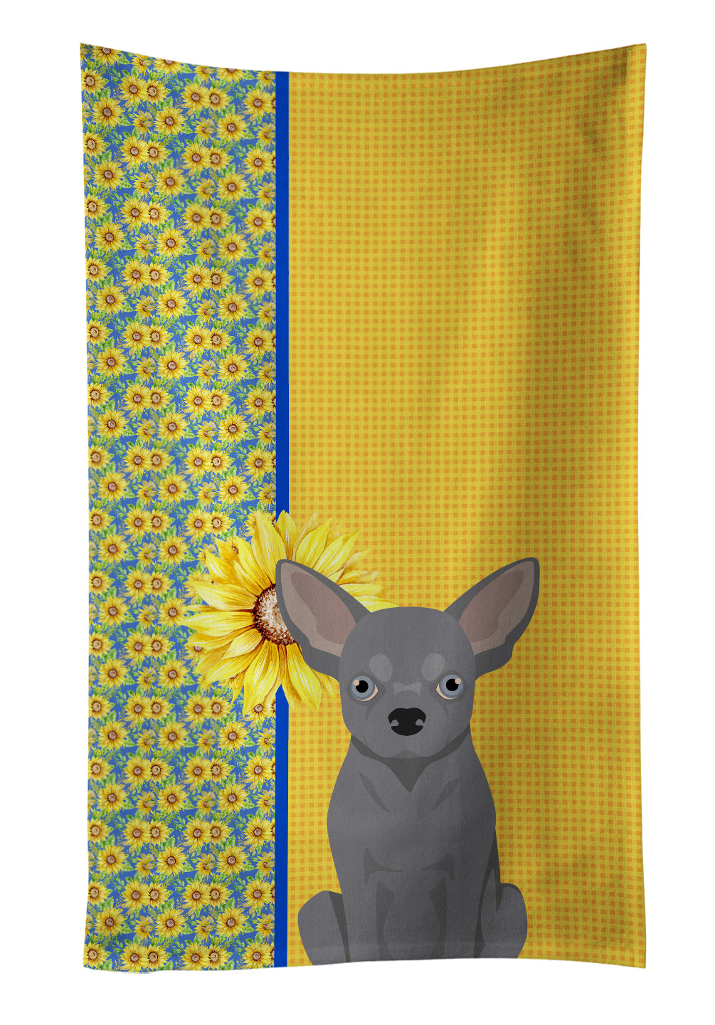 Buy this Summer Sunflowers Blue Chihuahua Kitchen Towel