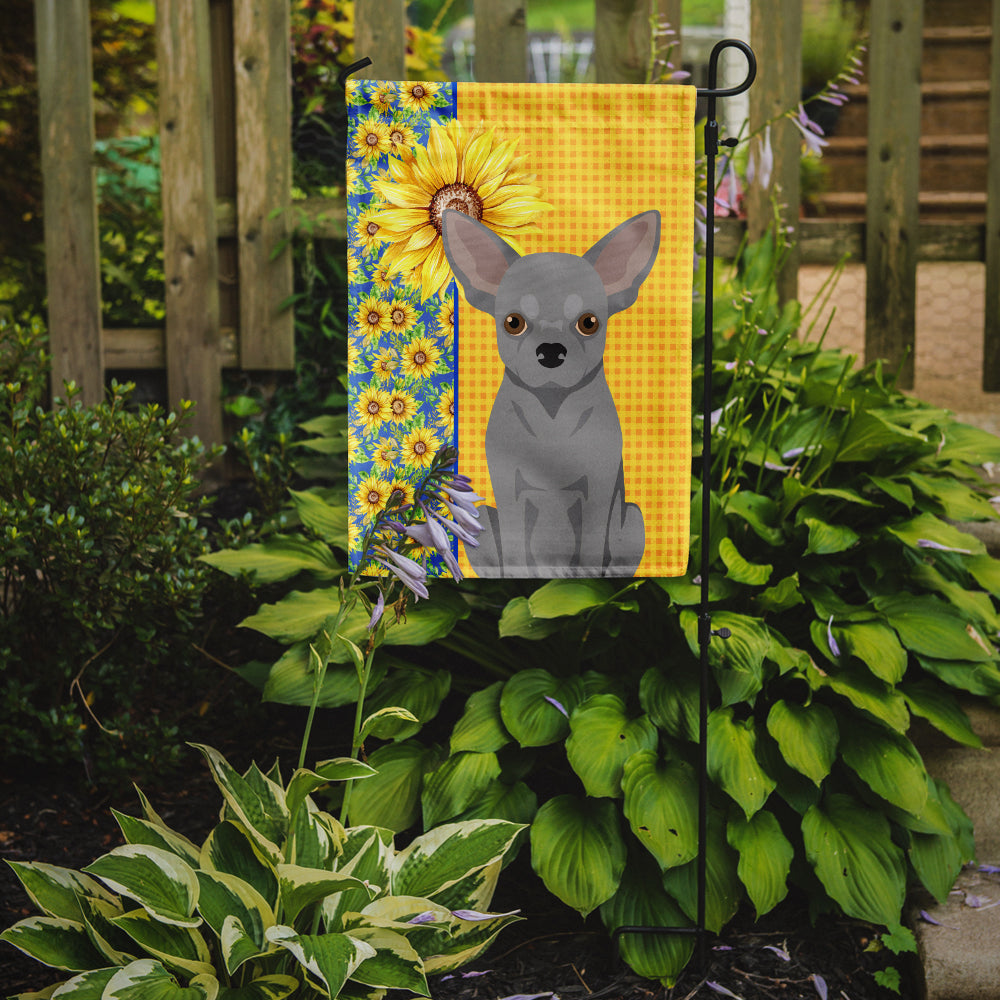 Summer Sunflowers Silver Chihuahua Flag Garden Size