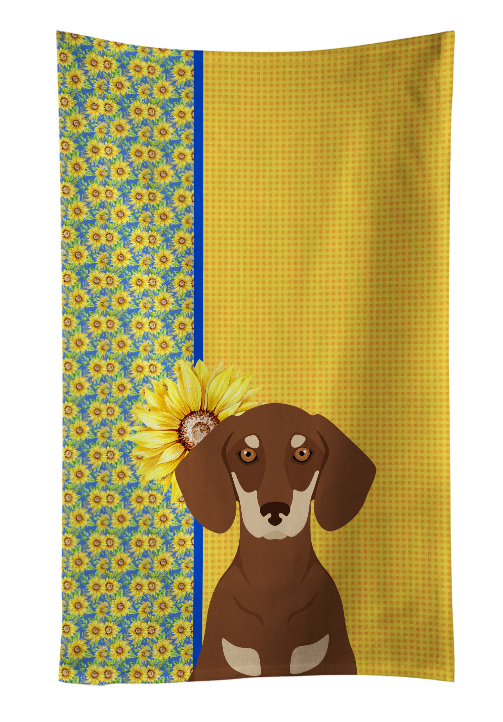 Buy this Summer Sunflowers Chocolate and Cream Dachshund Kitchen Towel