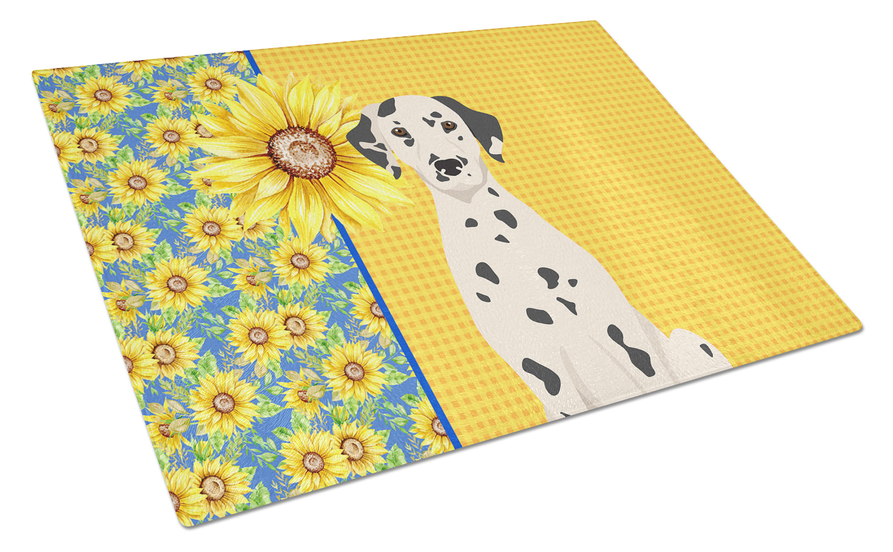 Buy this Summer Sunflowers Dalmatian Glass Cutting Board Large