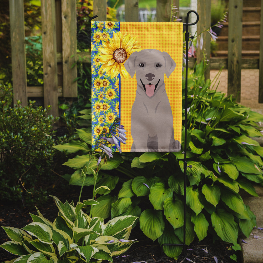 Summer Sunflowers Gray Labrador Retriever Flag Garden Size