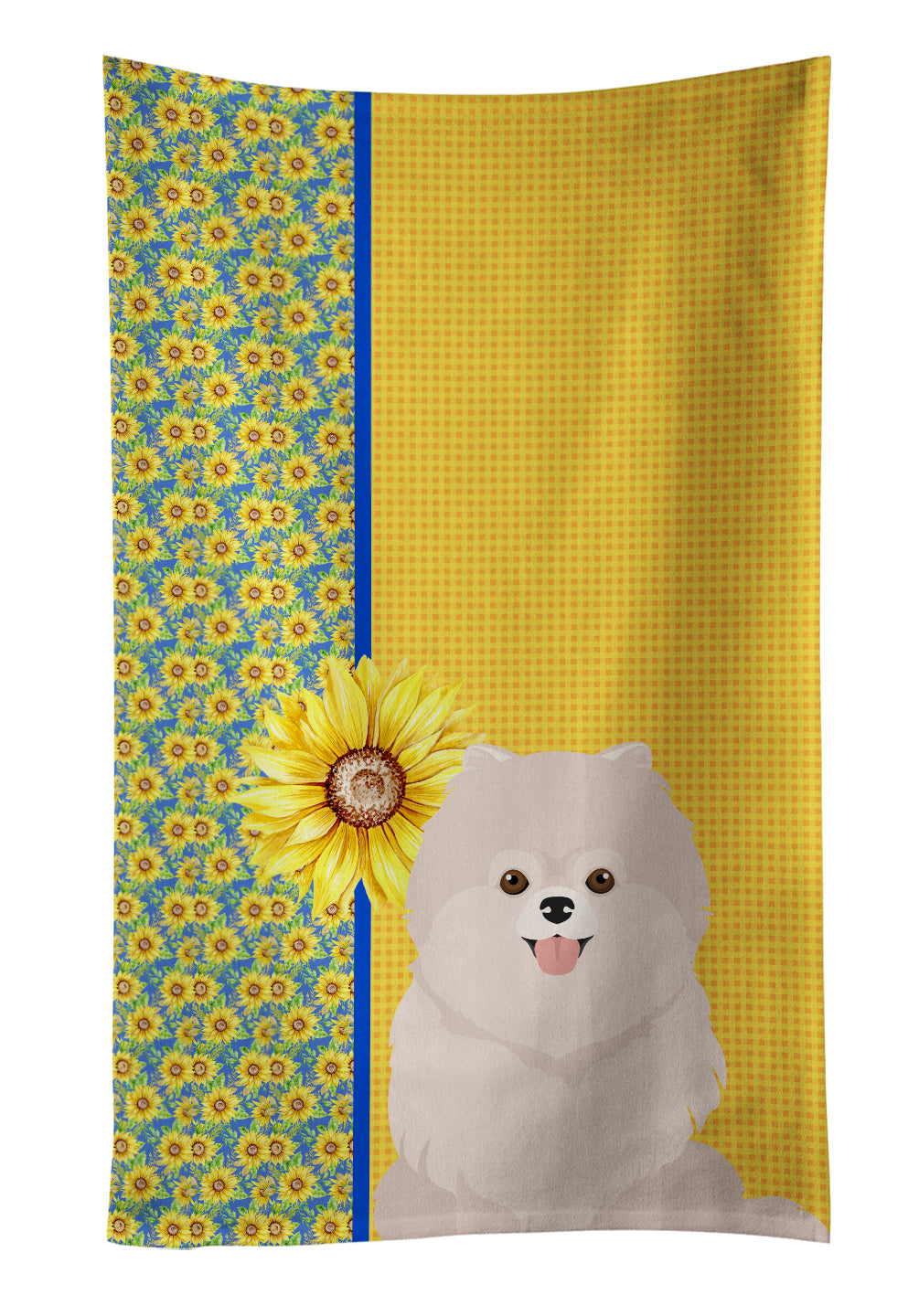 Buy this Summer Sunflowers White Pomeranian Kitchen Towel