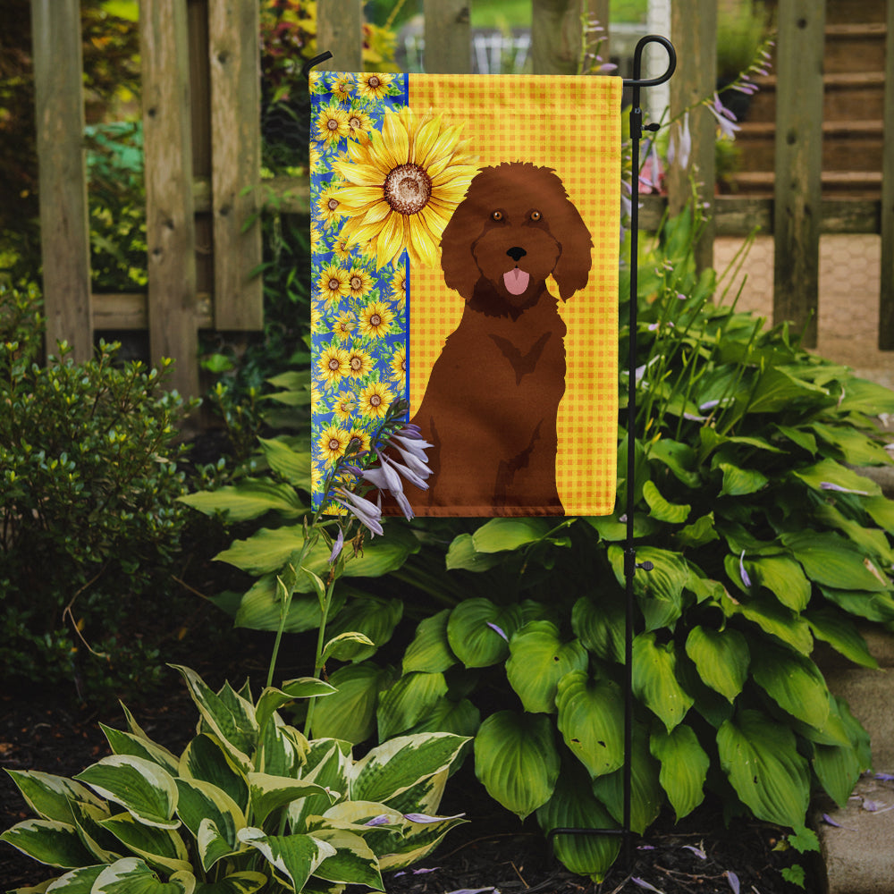Summer Sunflowers Standard Red Poodle Flag Garden Size