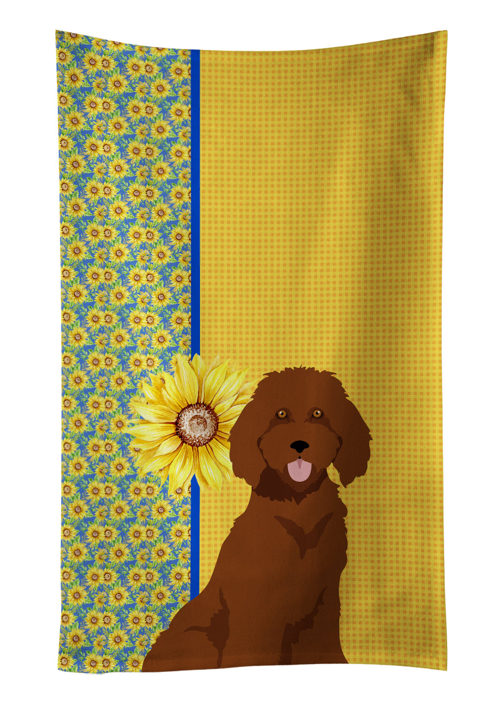 Buy this Summer Sunflowers Standard Red Poodle Kitchen Towel