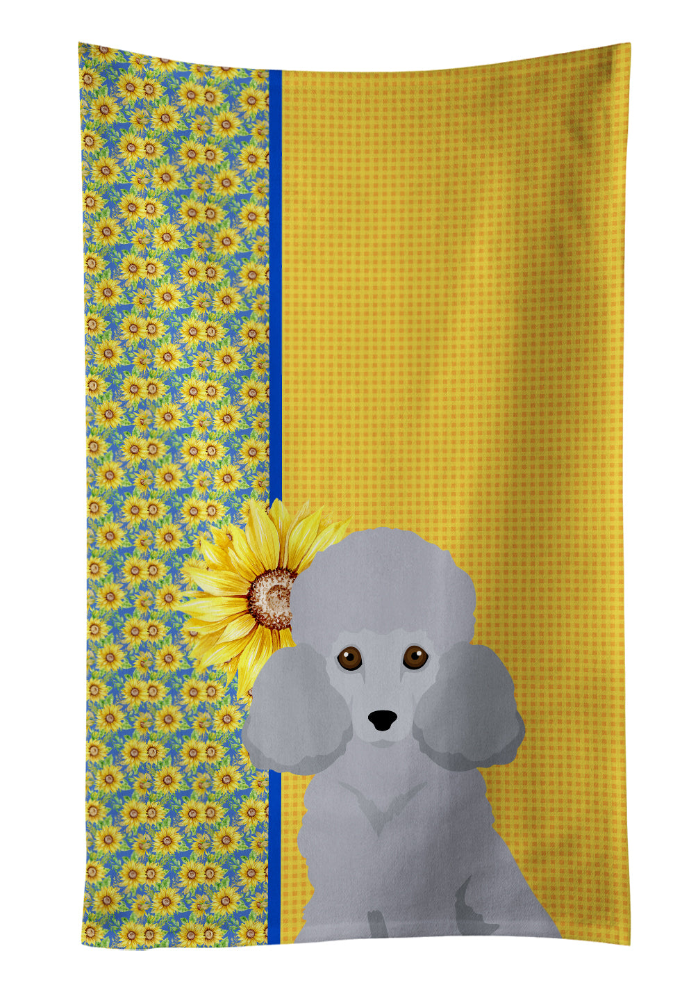 Buy this Summer Sunflowers Toy Silver Poodle Kitchen Towel