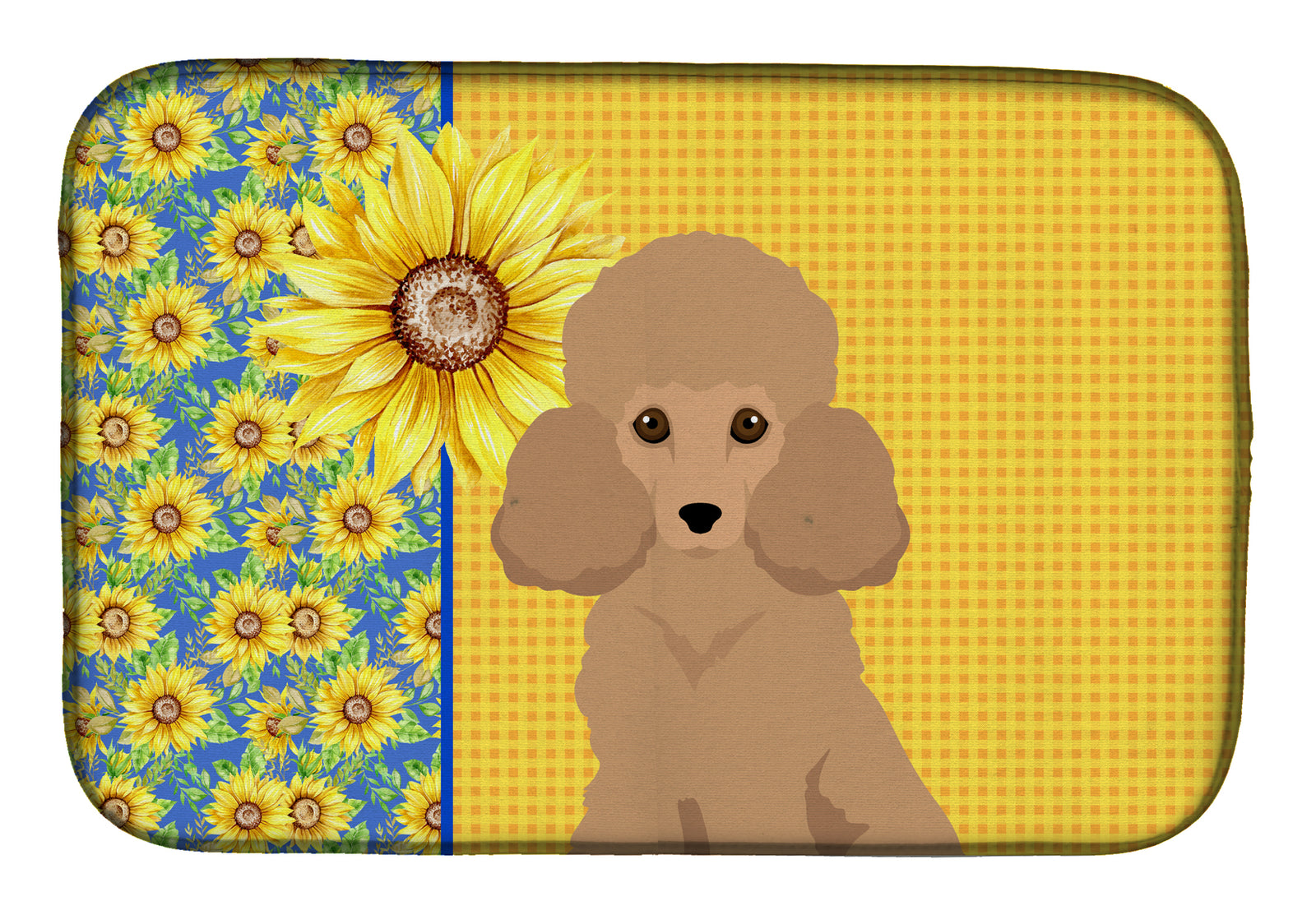 Summer Sunflowers Toy Apricot Poodle Dish Drying Mat
