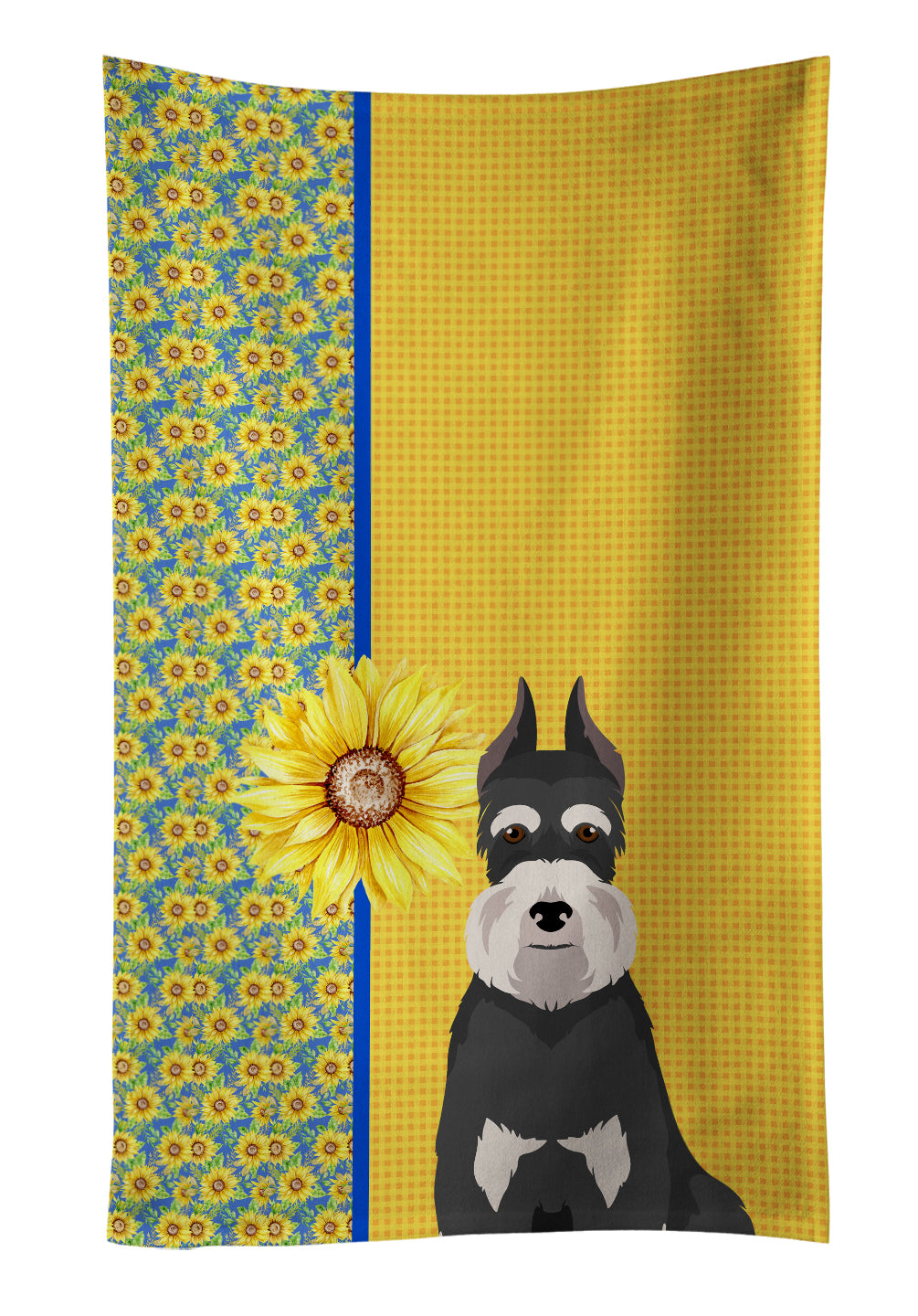 Buy this Summer Sunflowers Black and Silver Schnauzer Kitchen Towel