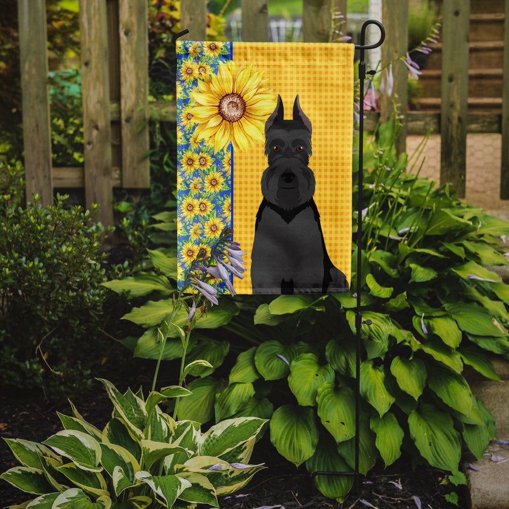 Summer Sunflowers Black Schnauzer Flag Garden Size