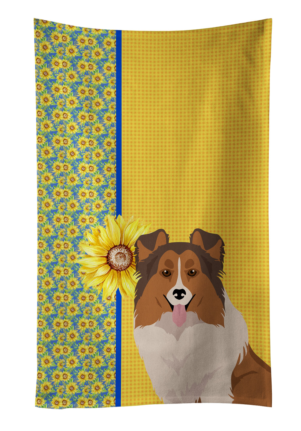 Buy this Summer Sunflowers Sable Sheltie Kitchen Towel