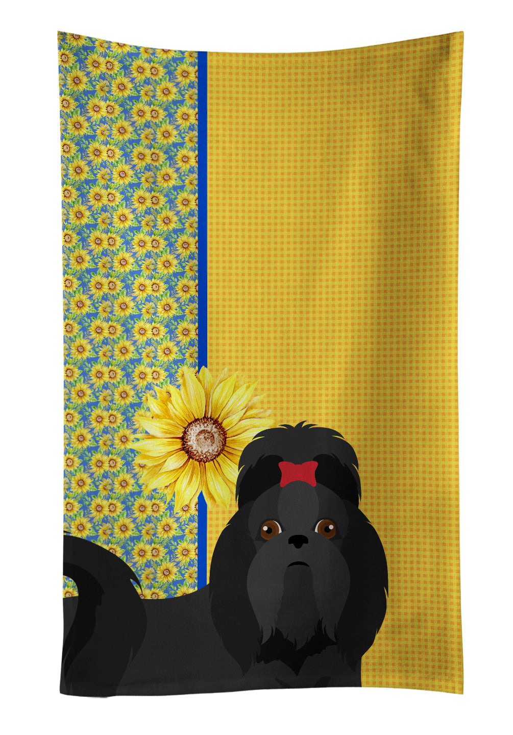 Buy this Summer Sunflowers Black Shih Tzu Kitchen Towel