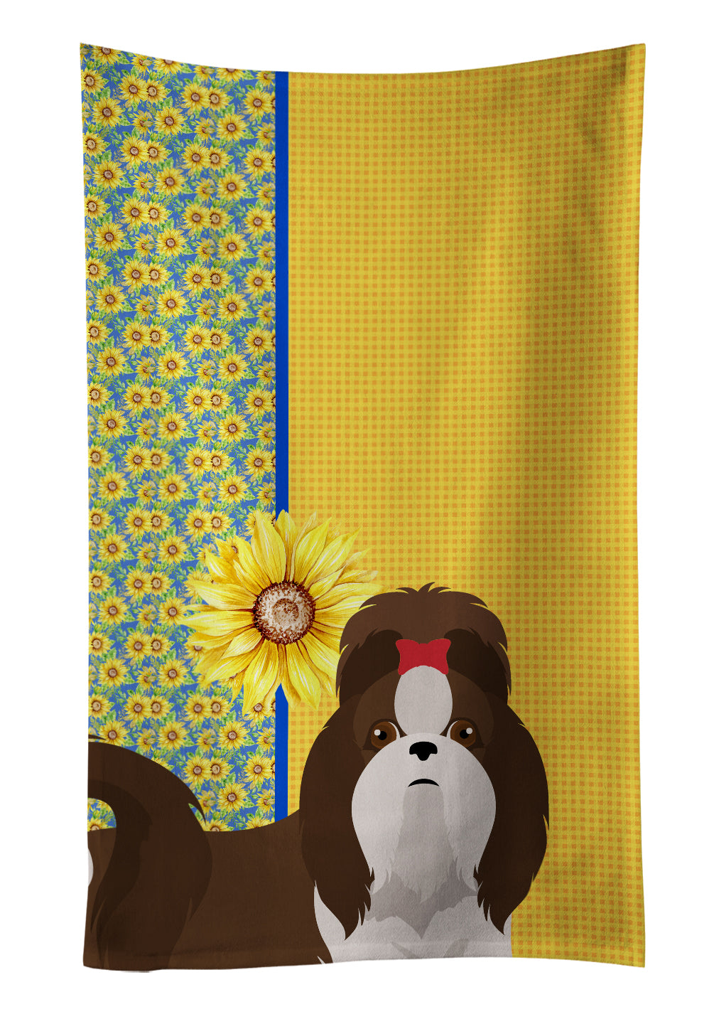 Buy this Summer Sunflowers Liver and White Shih Tzu Kitchen Towel