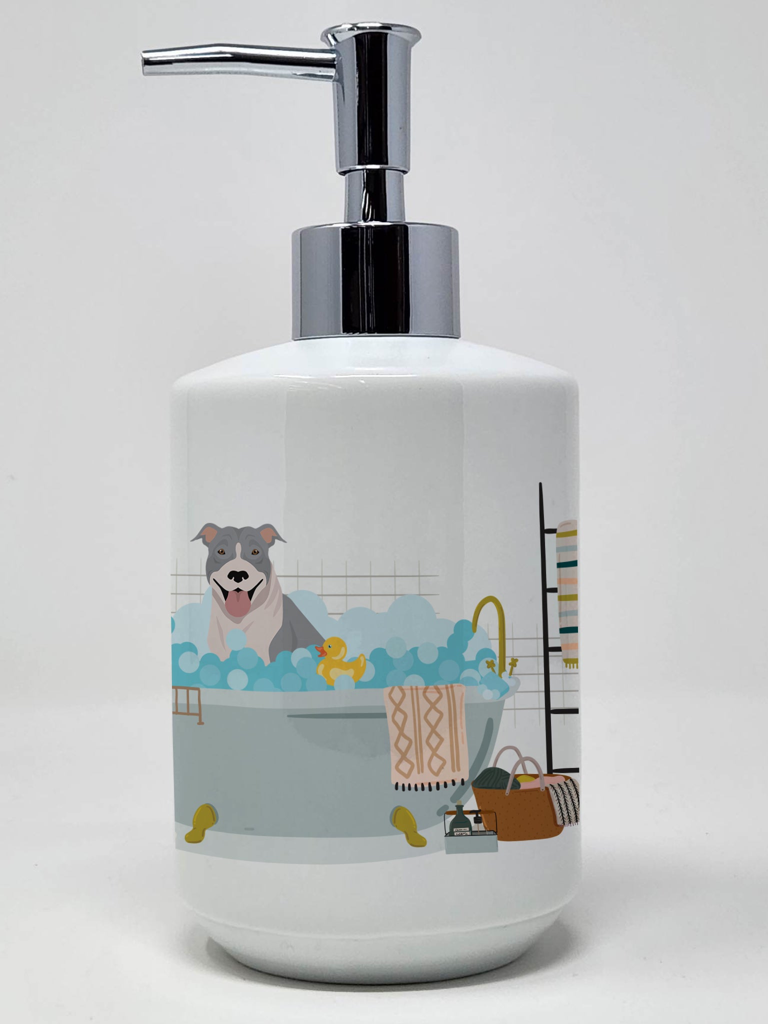 Buy this Blue and White Pit Bull Terrier Ceramic Soap Dispenser