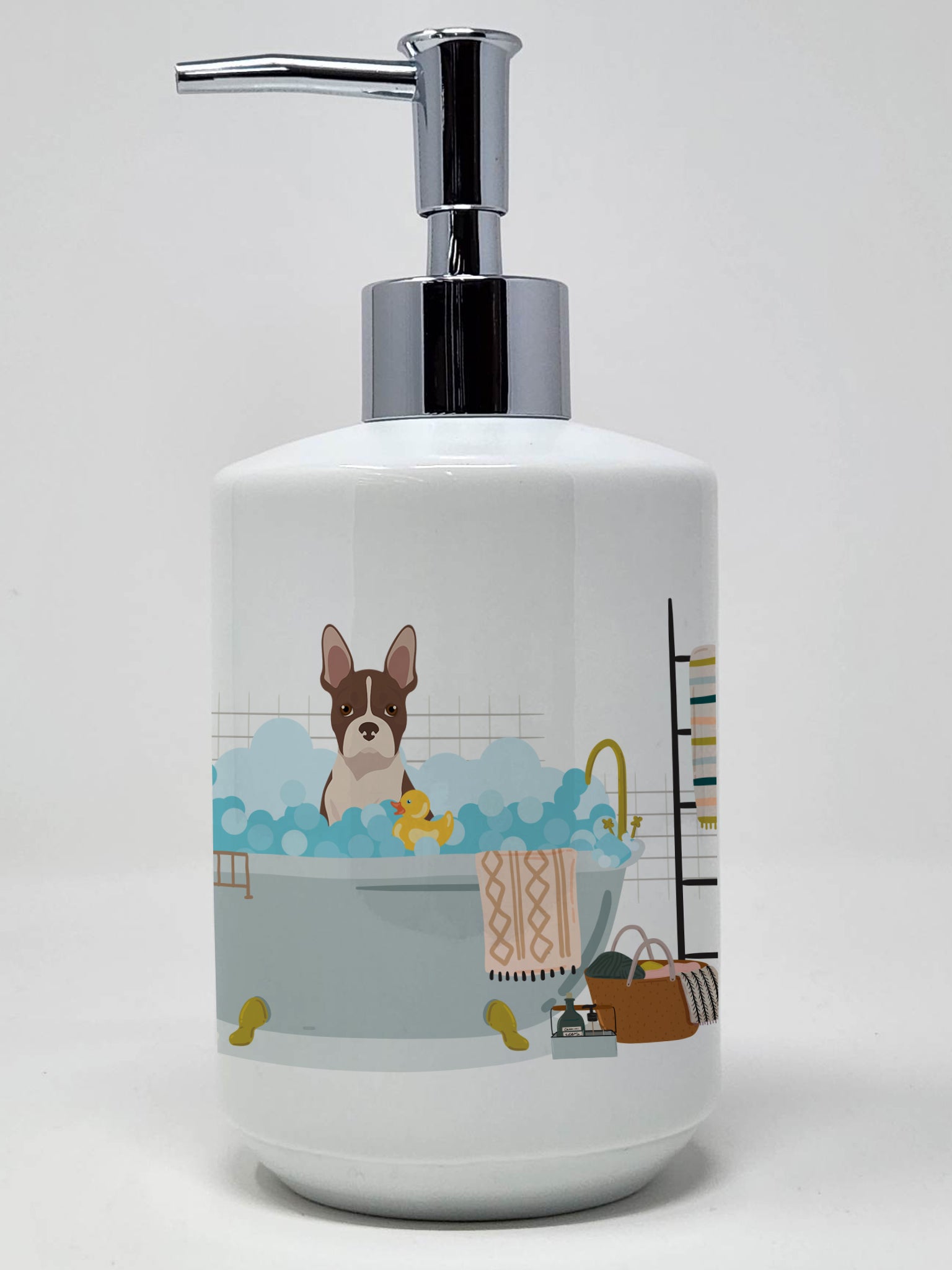 Buy this Red Boston Terrier Ceramic Soap Dispenser
