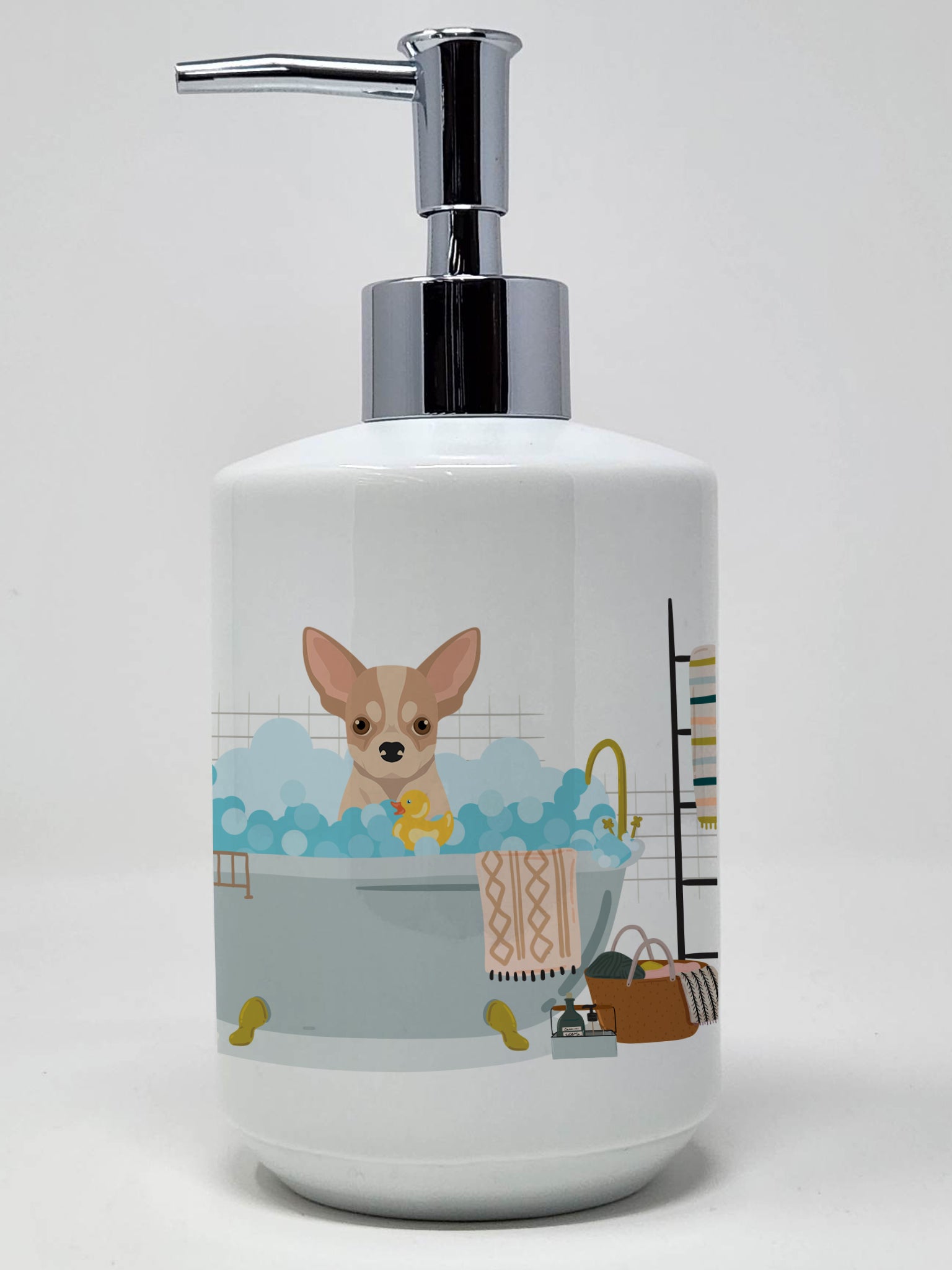 Buy this Fawn and White Chihuahua Ceramic Soap Dispenser