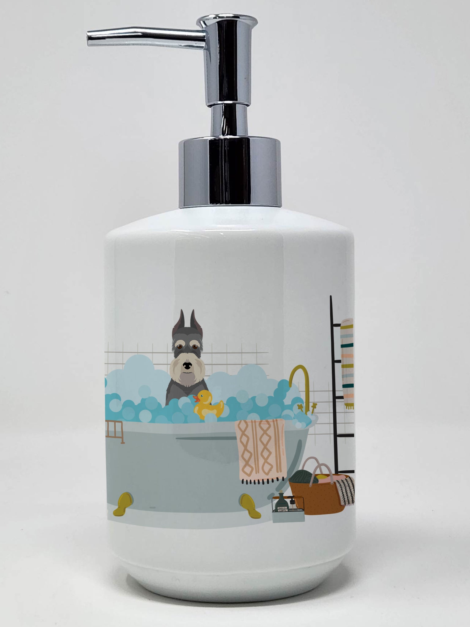 Buy this Salt Pepper Schnauzer Ceramic Soap Dispenser