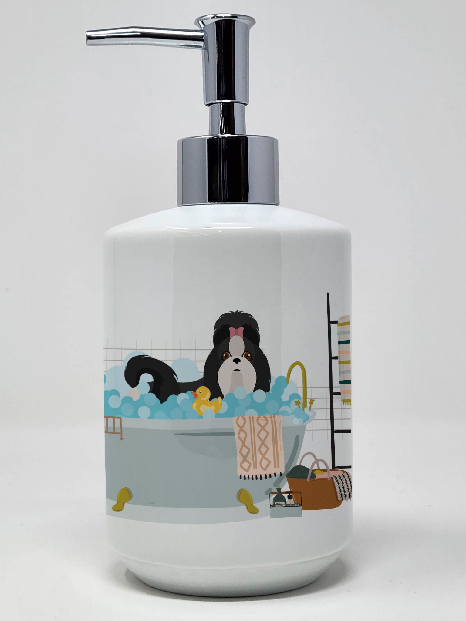Buy this Black and White Shih Tzu Ceramic Soap Dispenser