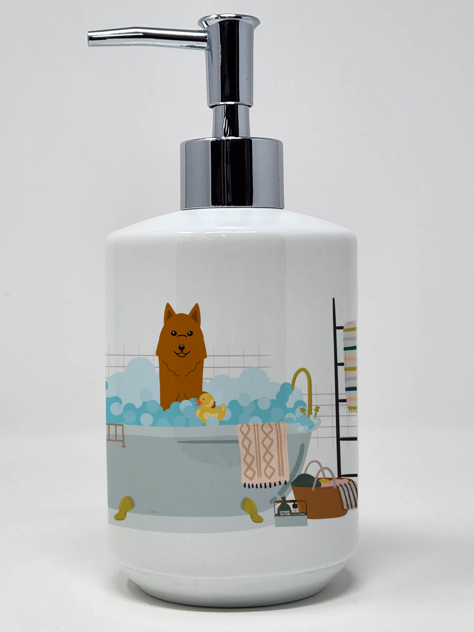 Buy this Karelian Bear Dog in Bathtub Ceramic Soap Dispenser