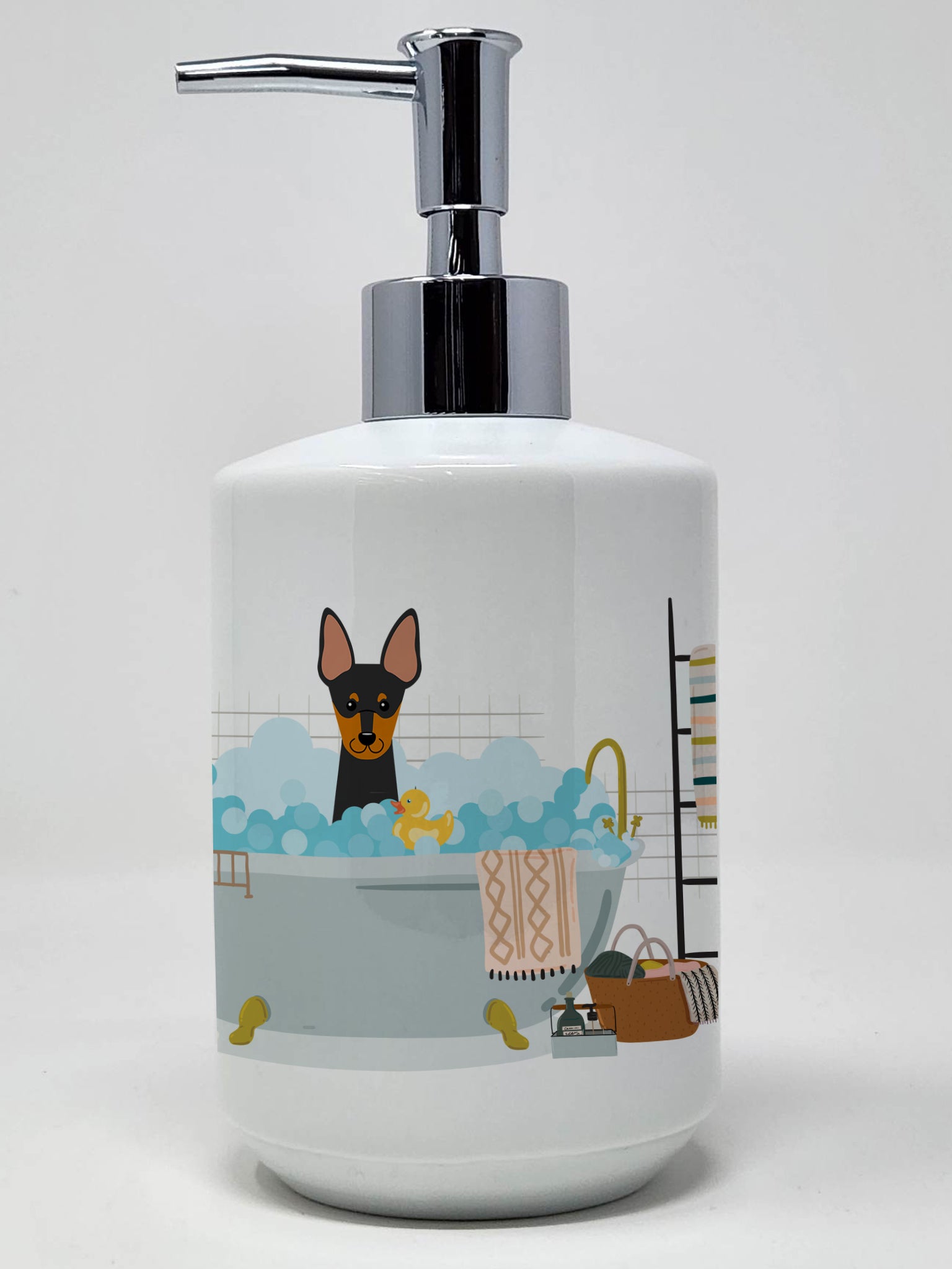 Buy this English Toy Terrier in Bathtub Ceramic Soap Dispenser