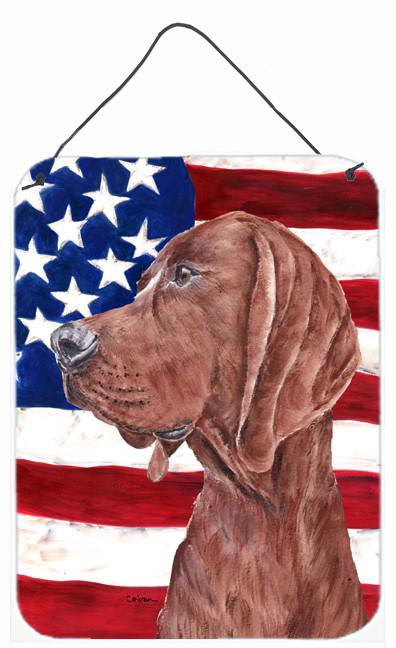 Redbone Coonhound with American Flag USA Wall or Door Hanging Prints SC9635DS1216 by Caroline's Treasures