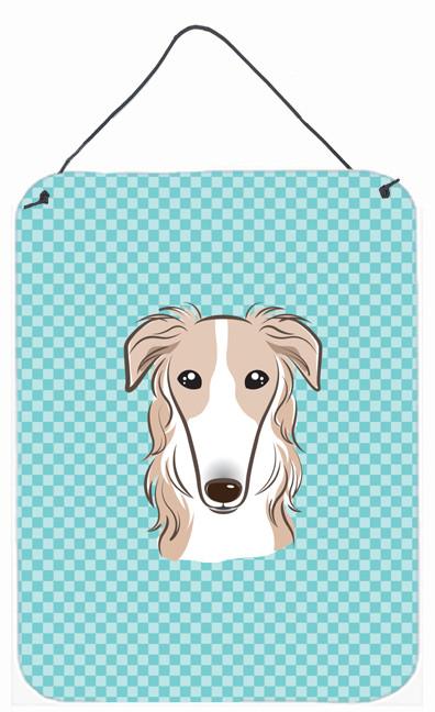 Checkerboard Blue Borzoi Wall or Door Hanging Prints BB1166DS1216 by Caroline's Treasures