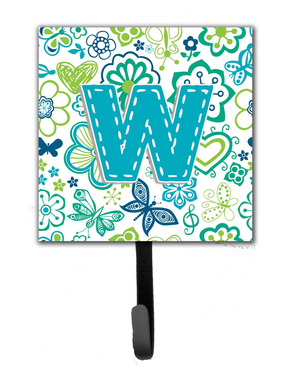 Letter W Flowers and Butterflies Teal Blue Leash or Key Holder CJ2006-WSH4 by Caroline's Treasures