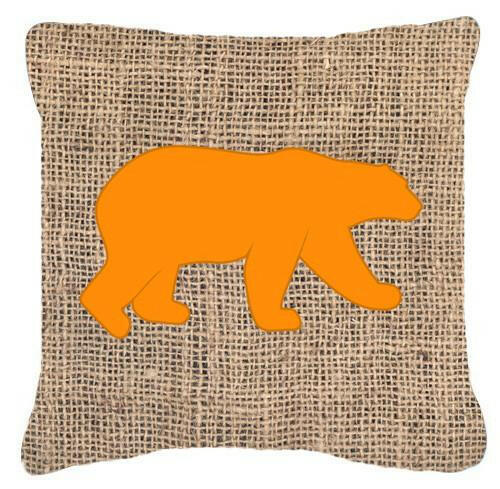 Bear Burlap and Orange   Canvas Fabric Decorative Pillow BB1005 - the-store.com