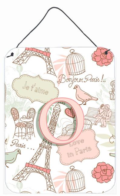 Letter O Love in Paris Pink Wall or Door Hanging Prints CJ2002-ODS1216 by Caroline's Treasures