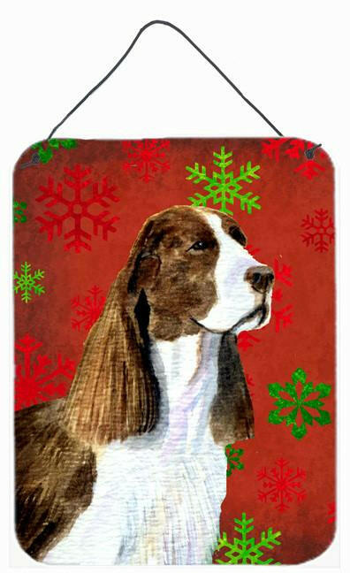 Springer Spaniel Red Snowflakes Holiday Christmas Wall or Door Hanging Prints by Caroline's Treasures