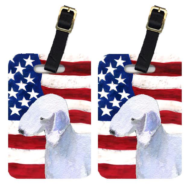 Pair of USA American Flag with Bedlington Terrier Luggage Tags SS4045BT by Caroline&#39;s Treasures