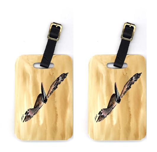 Pair of Flying Brown Pelican Luggage Tags by Caroline's Treasures