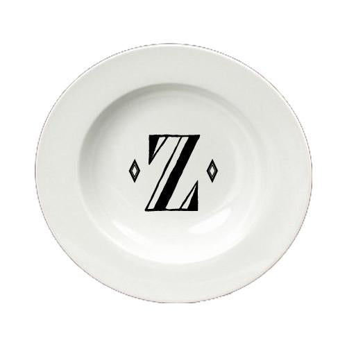 Letter Z Initial Monogram Retro Round Ceramic White Soup Bowl CJ1058-Z-SBW-825 by Caroline's Treasures