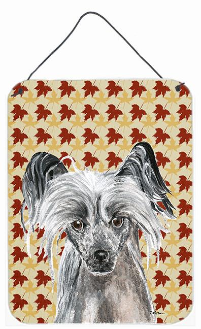 Chinese Crested Fall Leaves Aluminium Metal Wall or Door Hanging Prints by Caroline's Treasures