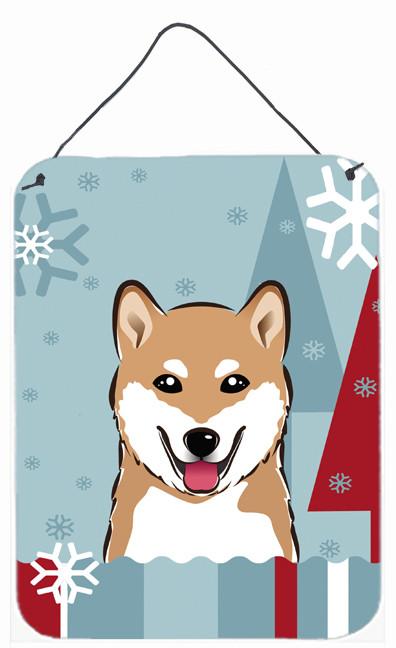 Winter Holiday Shiba Inu Wall or Door Hanging Prints BB1721DS1216 by Caroline's Treasures