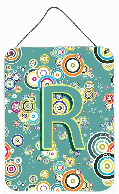 Letter R Circle Circle Teal Initial Alphabet Wall or Door Hanging Prints CJ2015-RDS1216 by Caroline's Treasures