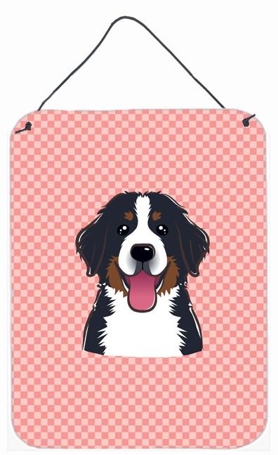 Checkerboard Pink Bernese Mountain Dog Wall or Door Hanging Prints BB1237DS1216 by Caroline's Treasures